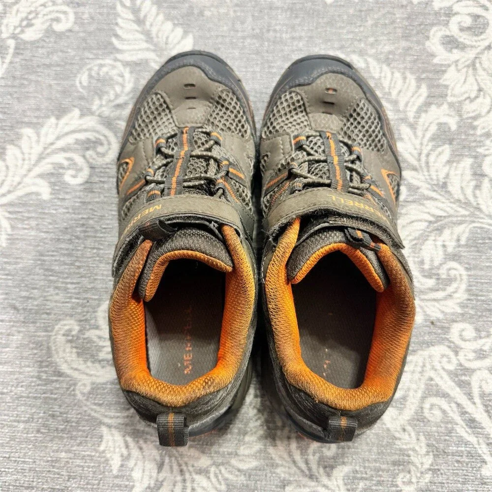 Merrell Trail Chaser Boys Hiking Trail Sneakers Gray Orange Hook & Loop
